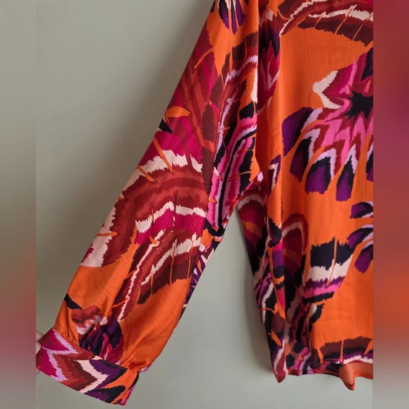 JODIFL Bold Orange and Pink Blouse - Picture 7 of 13